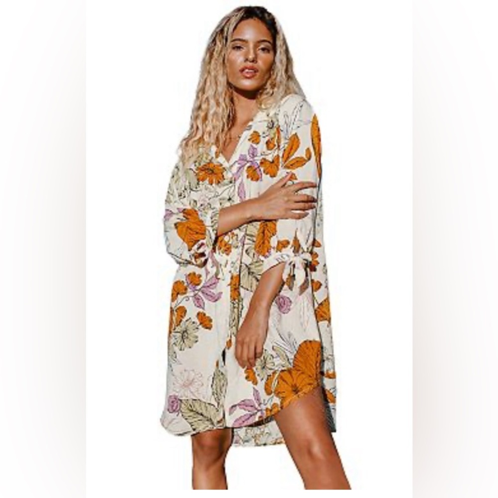 NWT Cupshe long sleeved floral shirt dress